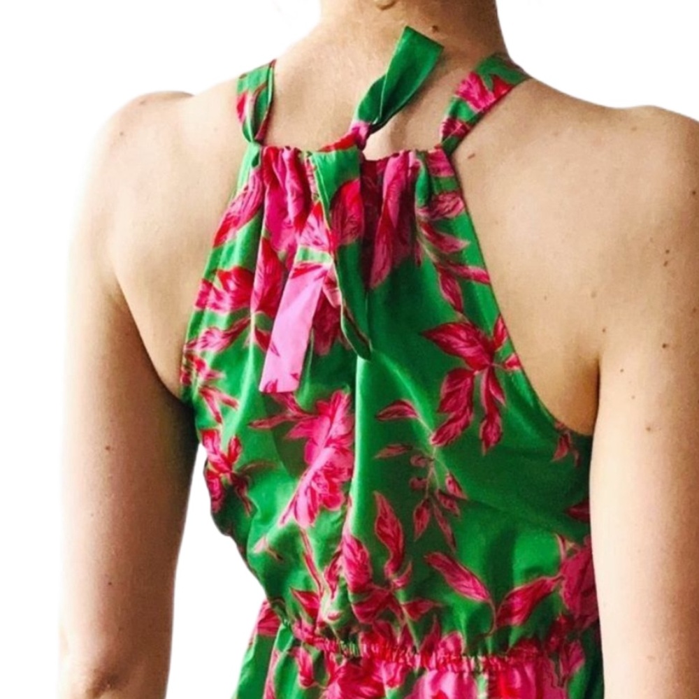 Vibrant Floral Tiered Halter Maxi Dress by CDM XS - Picture 7 of 15